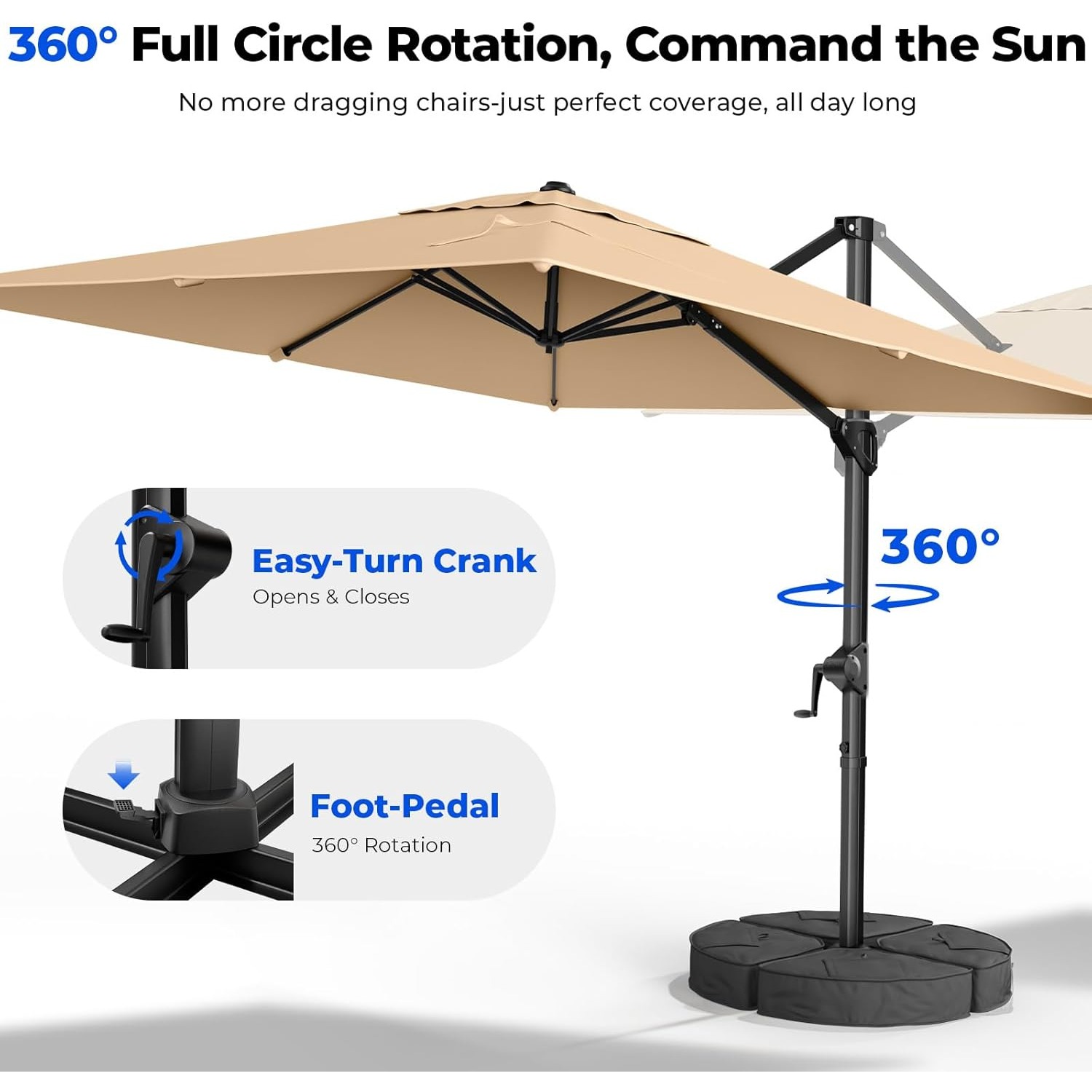 Outdoor Furniture Umbrella - Ombrellone a braccio laterale 3x3 m