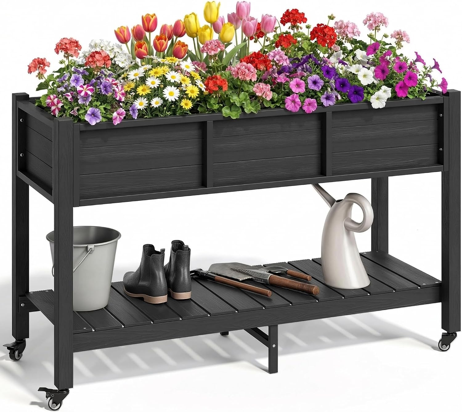 Garden Storage Box - Cassone Rialzato per Giardino con Ruote,