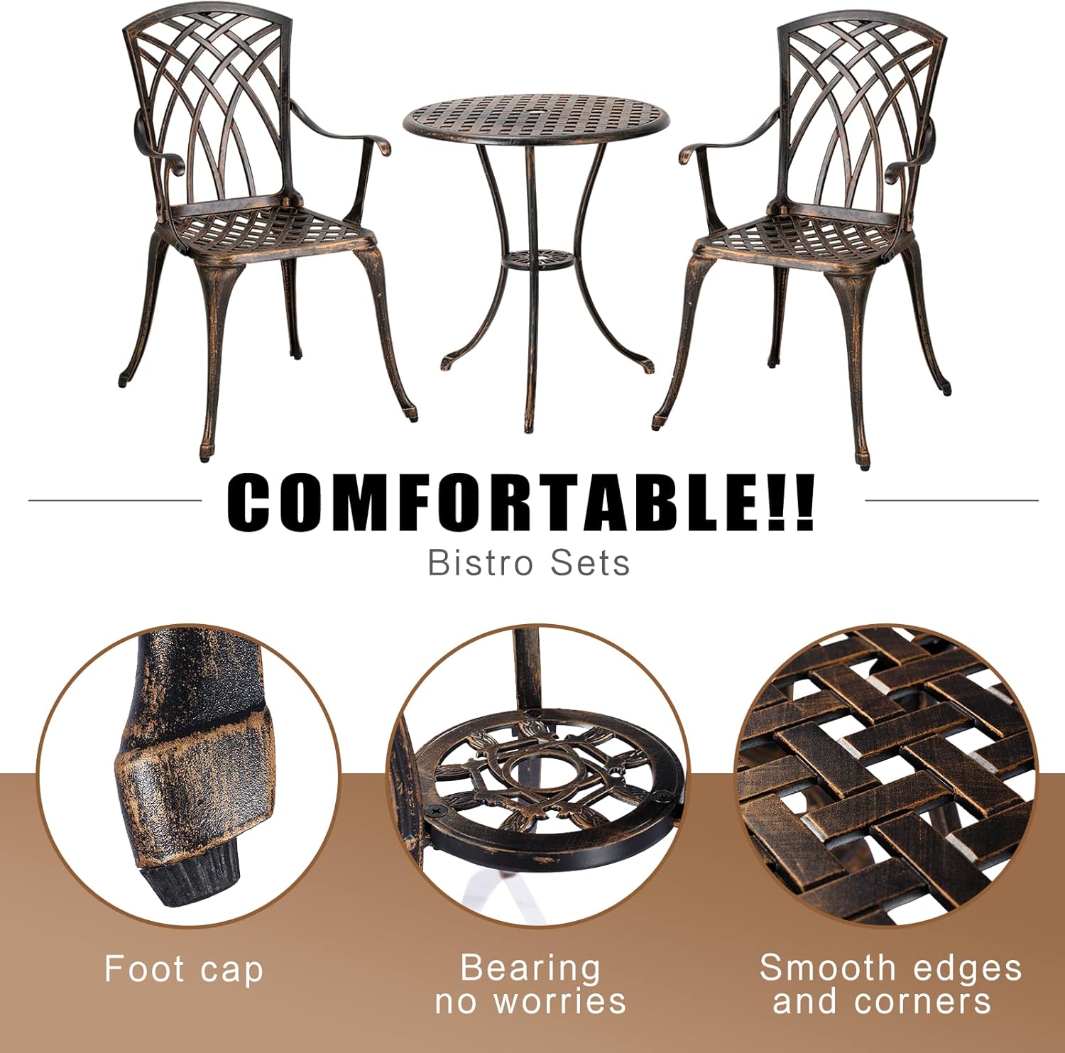 Set da bistrot da esterno in 3 - Outdoor Furniture Aluminum recensione e prezzo