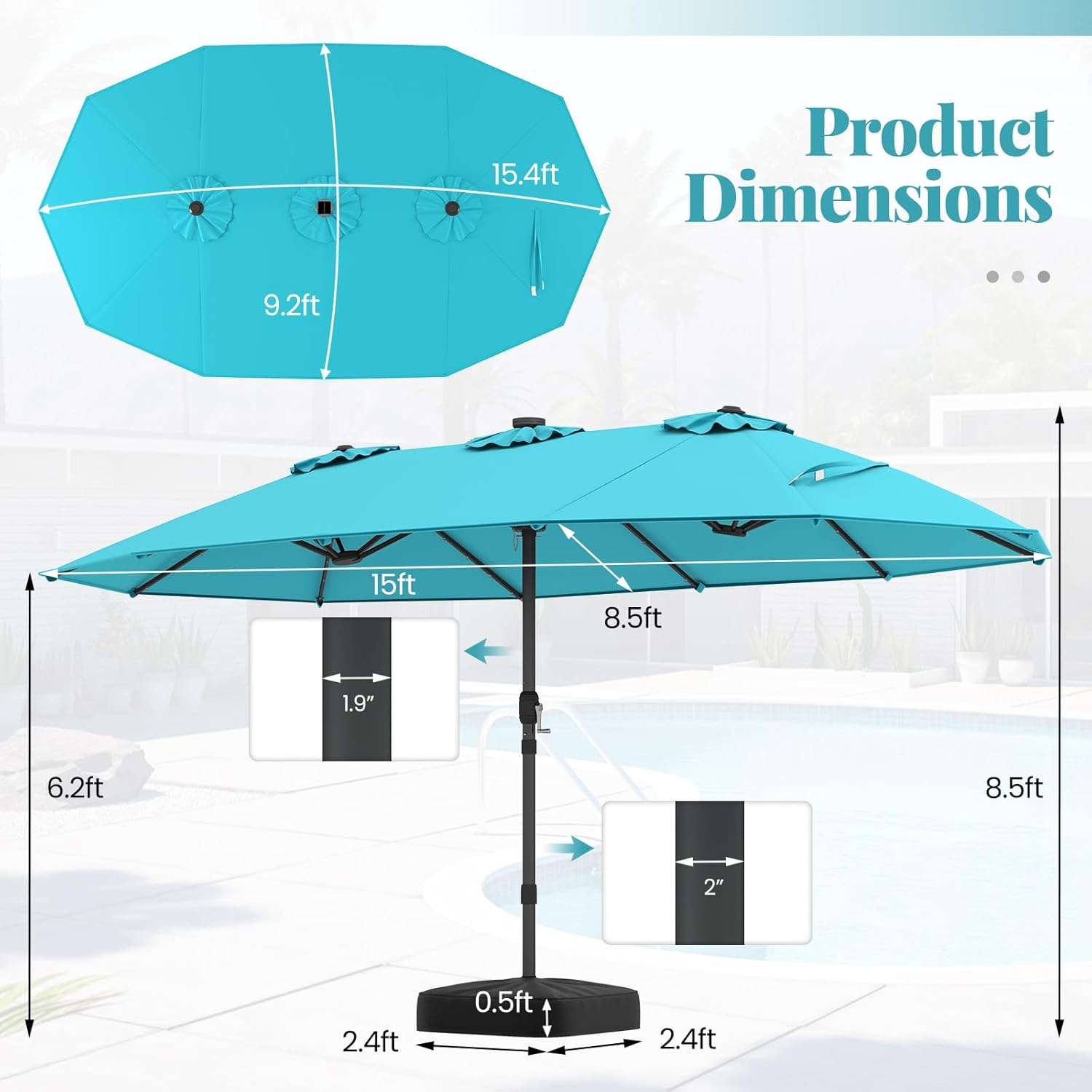 Ombrellone Solare da Patio a D - Outdoor Furniture Umbrella recensione e prezzo