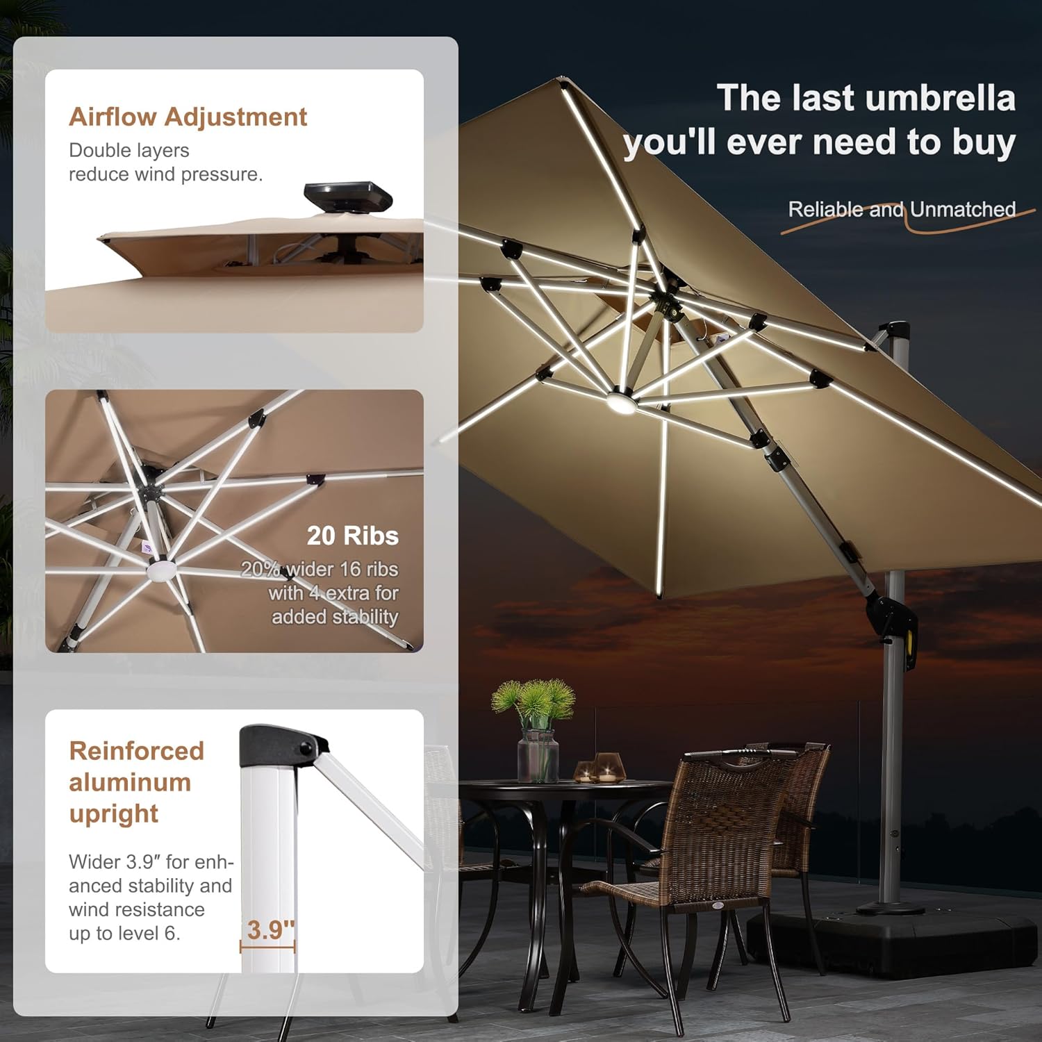 Ombrellone da Patio Rettangola - Outdoor Furniture Umbrella recensione e prezzo
