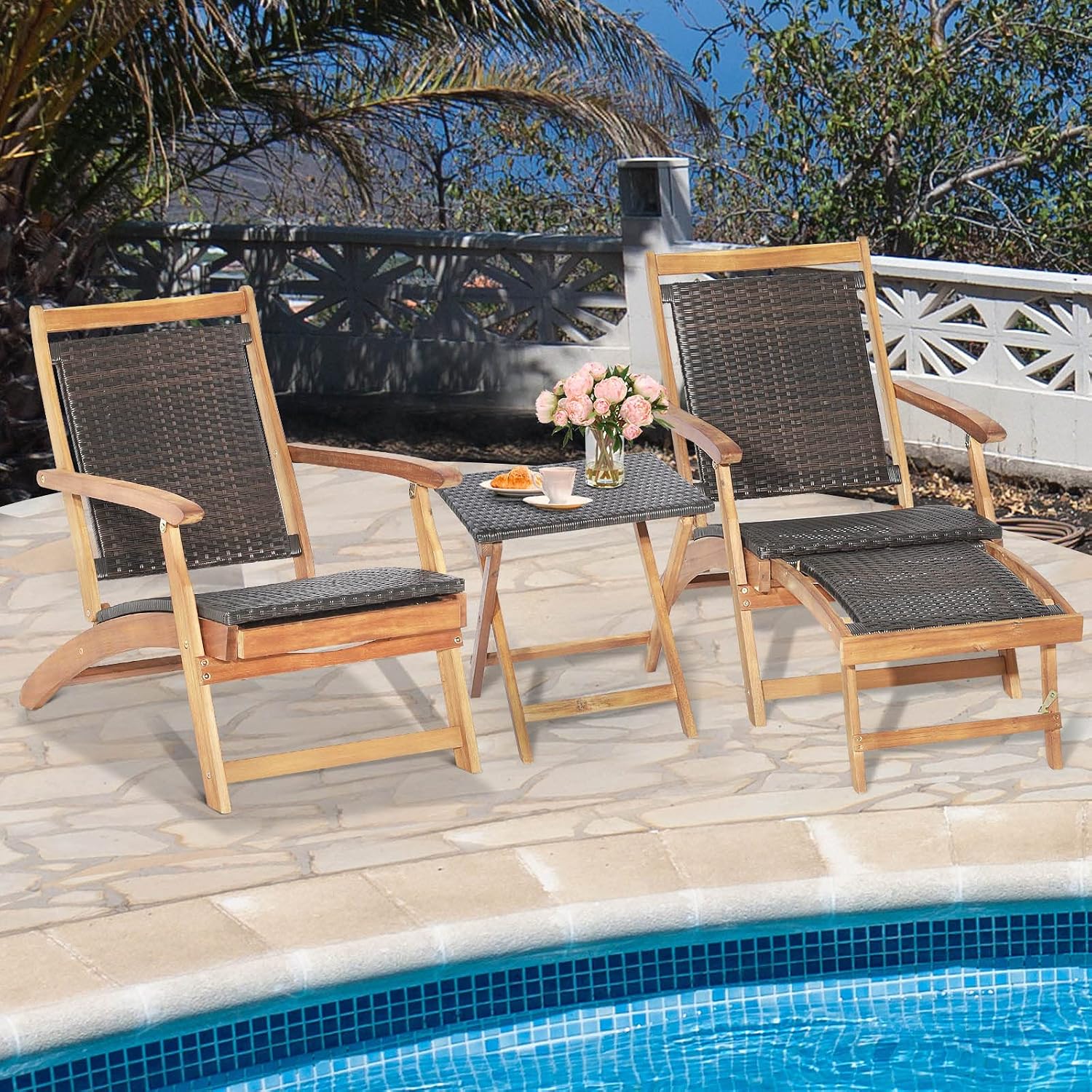 Set Sedia a Sdraio Pieghevole  - Outdoor Furniture Lounge Set recensione e prezzo