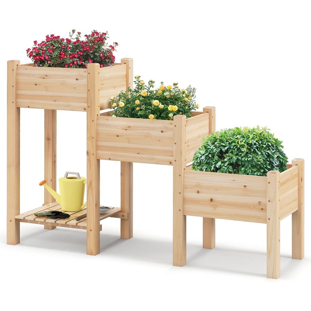 Fioriera Rialzata in Legno a 3 - Garden Storage Box recensione e prezzo