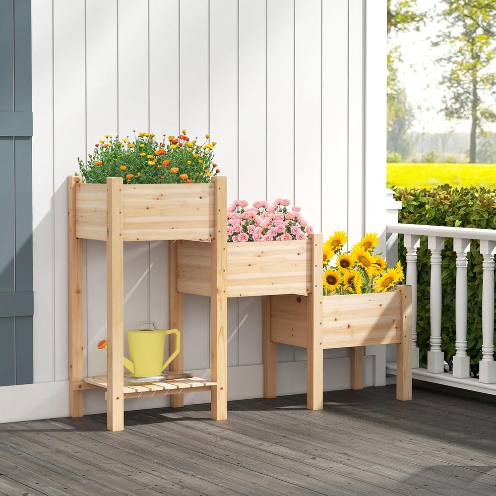 Fioriera Rialzata in Legno a 3 - Garden Storage Box recensione e prezzo