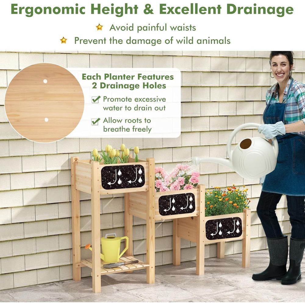 Fioriera Rialzata in Legno a 3 - Garden Storage Box recensione e prezzo